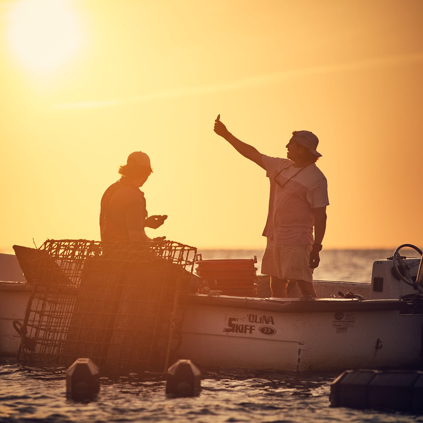 Enjoying an early morning catch of oysters on the Chesapeake