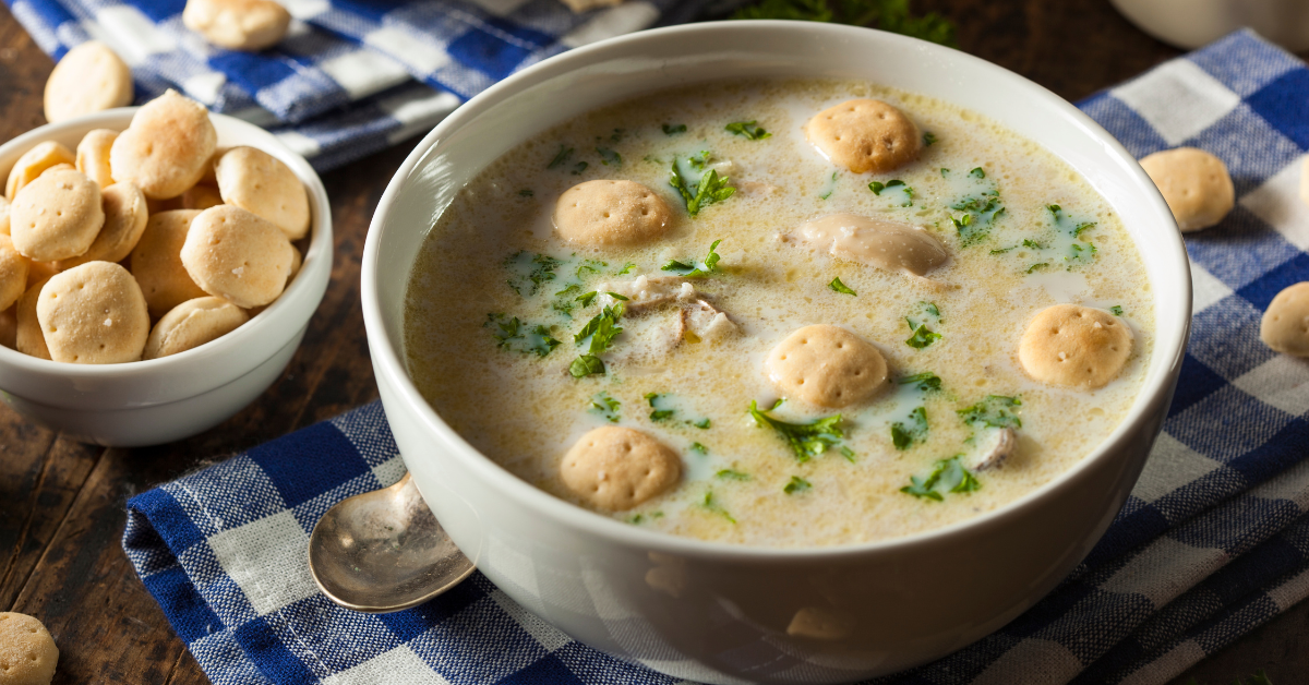 Image illustrating a variety of oysters stew recipes prepared for a gathering from fresh or canned oysters.