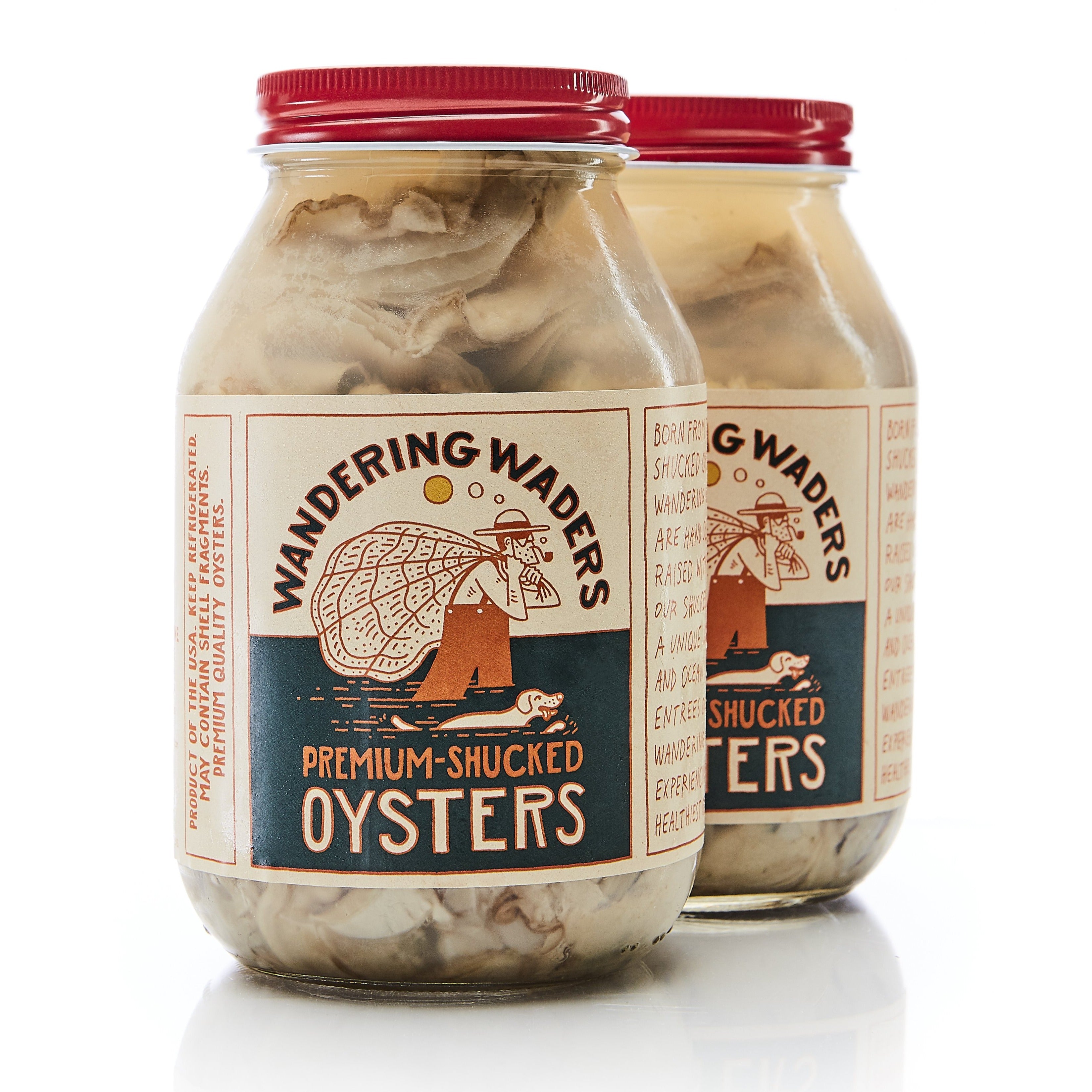 Wandering Waders Premium Jarred Oysters 2 Qts. | White Stone